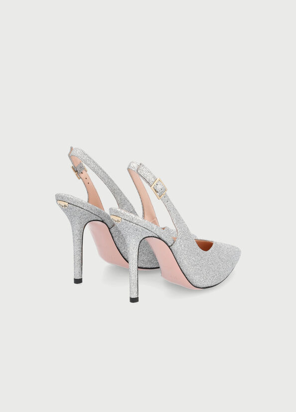 Silver Women's Liu Jo Laminated Slingback High Heels | DIE-986524