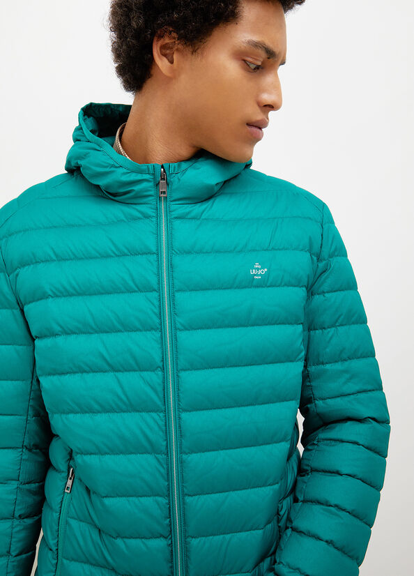 Turquoise Men's Liu Jo Padded With Hood Jackets | QIH-849506