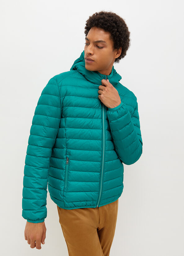 Turquoise Men\'s Liu Jo Padded With Hood Jackets | QIH-849506