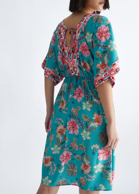 Turquoise Women's Liu Jo Floral Dress | HKN-760941