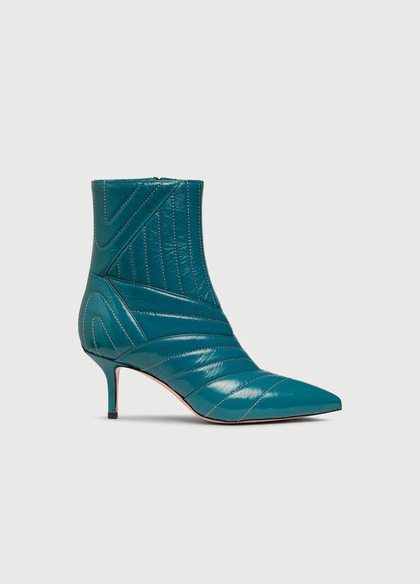 Turquoise Women's Liu Jo Quilted With Heel Ankle Boots | CKH-217839