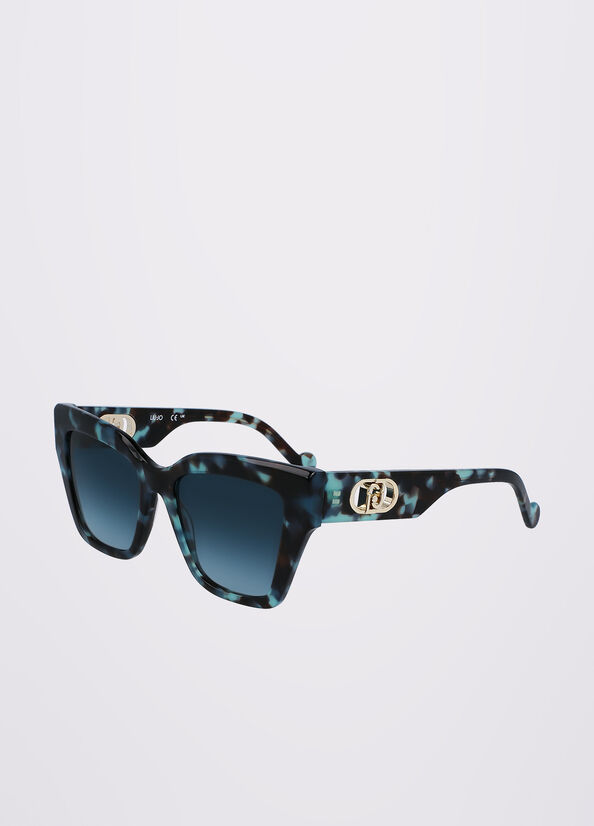 Turquoise Women's Liu Jo Rectangular Sunglasses | CQP-932580