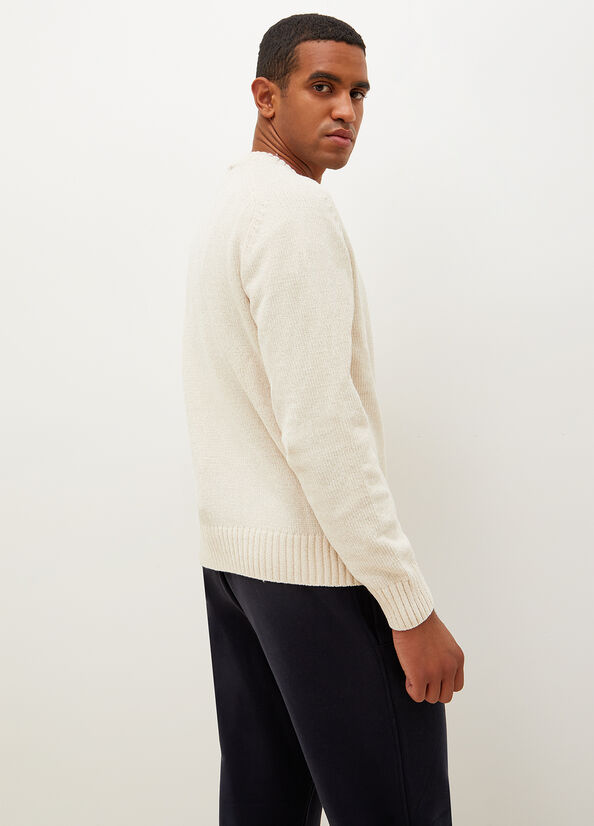 White Men's Liu Jo Chenille Sweaters | CNF-531086