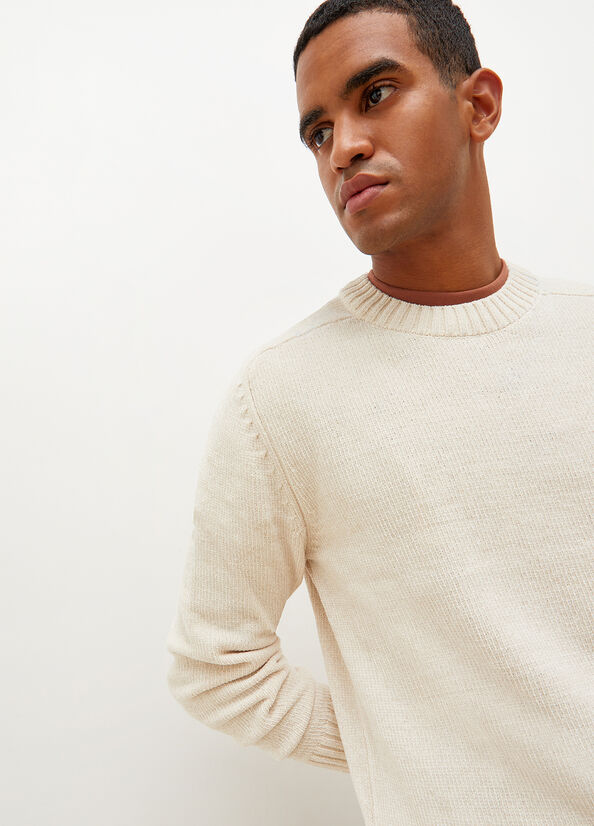 White Men's Liu Jo Chenille Sweaters | CNF-531086