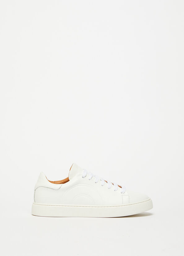 White Men's Liu Jo Leather Sneakers | NFO-072841