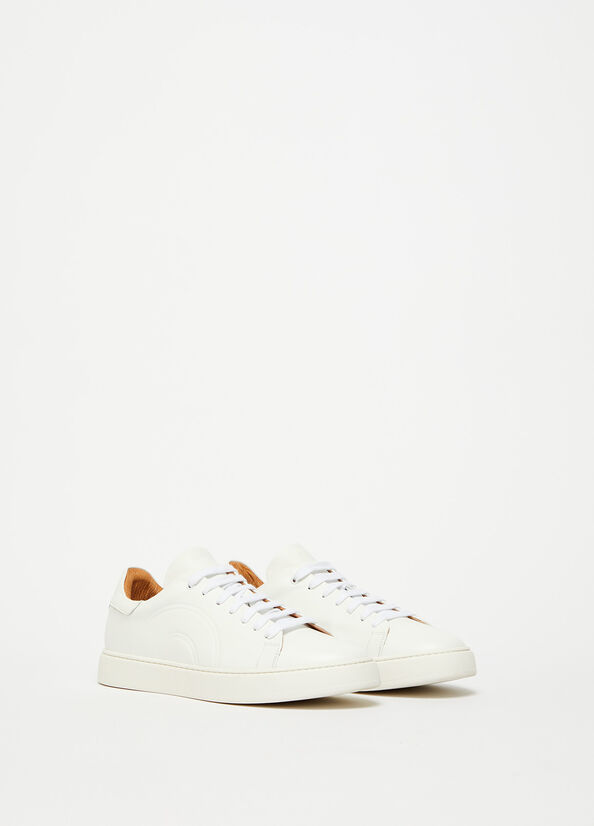 White Men's Liu Jo Leather Sneakers | NFO-072841