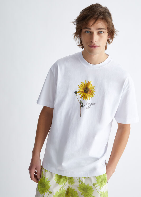 White Men\'s Liu Jo Sunflower T Shirts | CLR-897215