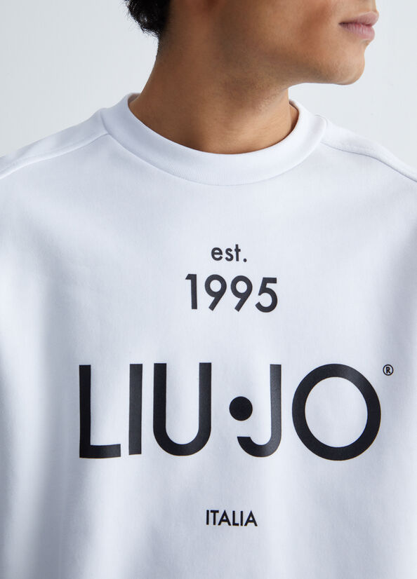 White Men's Liu Jo With Logo Sweaters | YSG-728659