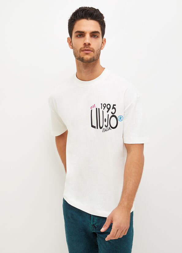 White Men\'s Liu Jo With Print T Shirts | ENV-136485