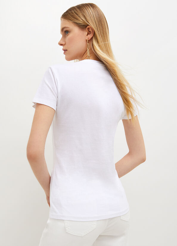 White / Red Women's Liu Jo Eco-Friendly T Shirts | YHL-180354