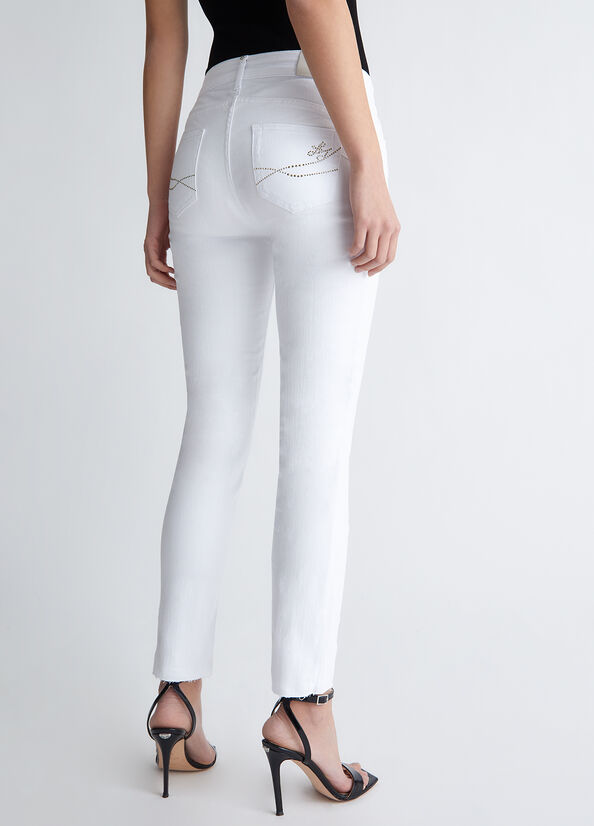 White Women's Liu Jo Bottom Up Skinny Jeans | OEH-172890