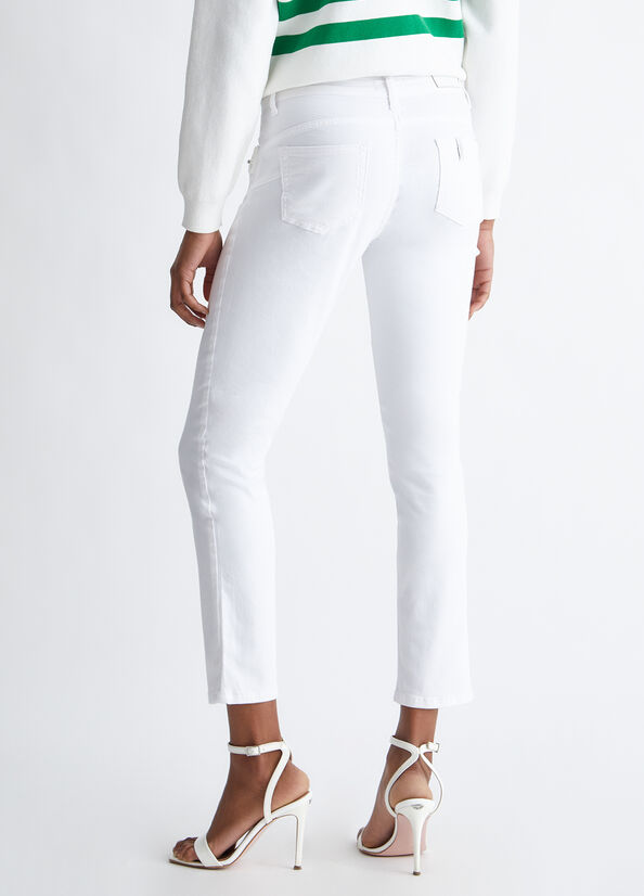 White Women's Liu Jo Bottom Up With Pearls Pants | KLO-913726