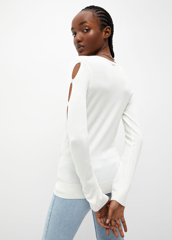 White Women's Liu Jo Eco-Friendly Cut-Out Sweaters | HBI-097132