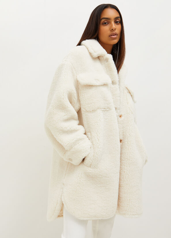 White Women\'s Liu Jo Eco-Friendly Faux Fur Coats | QRE-105869