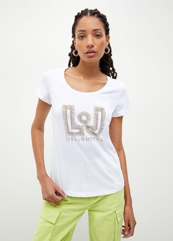 White Women\'s Liu Jo Eco-Friendly With Gemstones Tops | QOL-950674