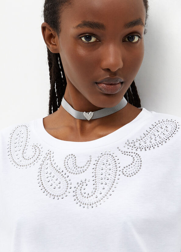 White Women's Liu Jo Eco-Friendly With Gemstones Tops | WCI-716094