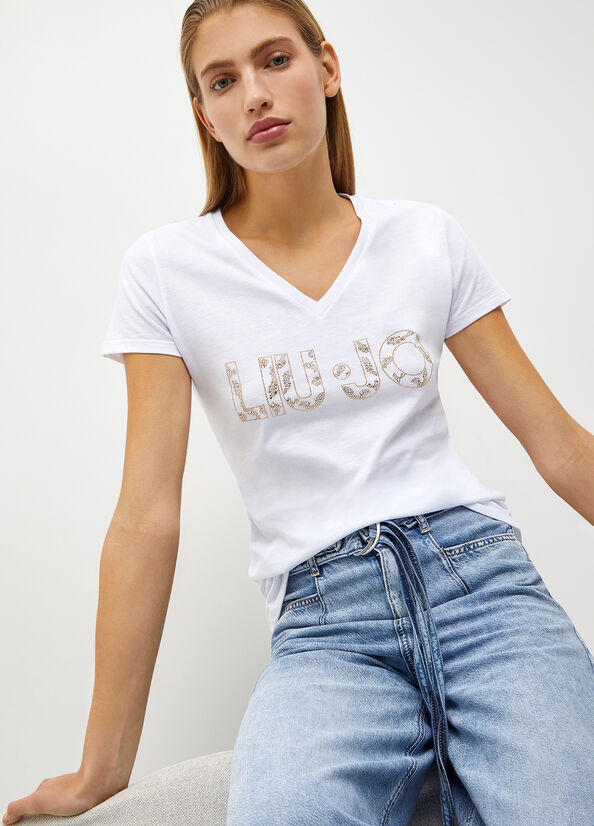 White Women's Liu Jo Eco-Friendly With Logo Tops | JTX-138507