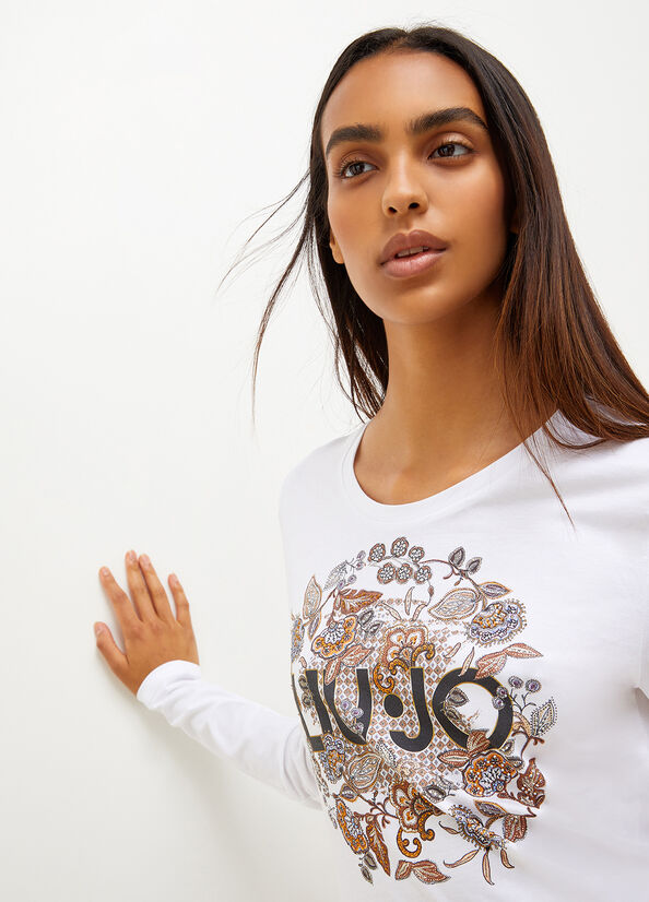 White Women's Liu Jo Eco-Friendly With Print T Shirts | QBT-613094