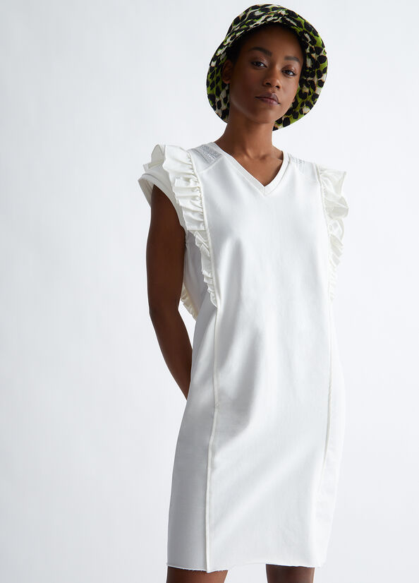 White Women\'s Liu Jo Eco-Friendly With Rouches Dress | DCN-465091