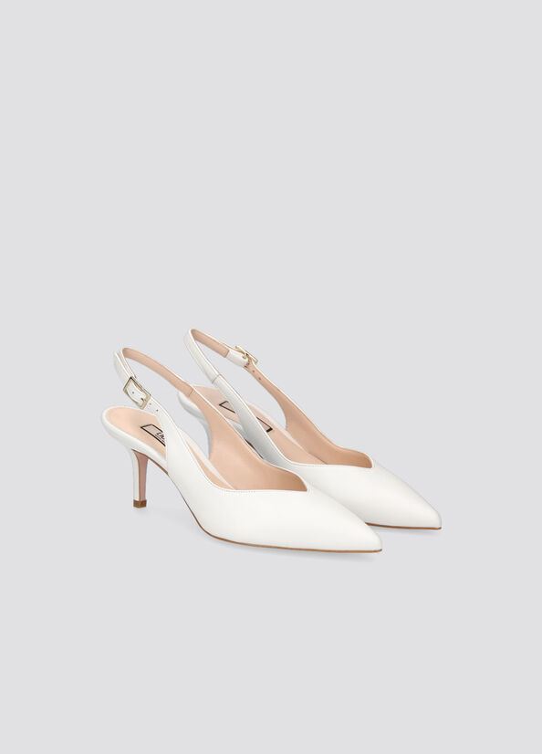 White Women's Liu Jo Leather Slingback High Heels | YAX-971432