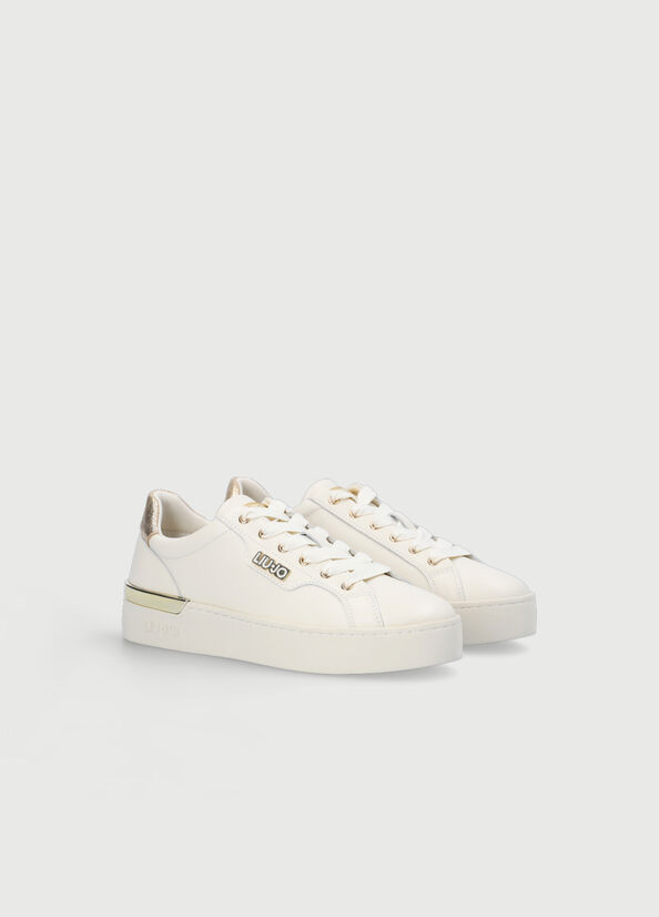 White Women's Liu Jo Leather Sneakers | USP-653491