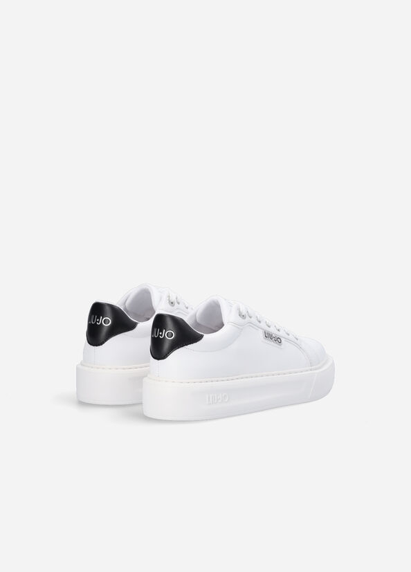 White Women's Liu Jo Leather Sneakers | VQU-194683