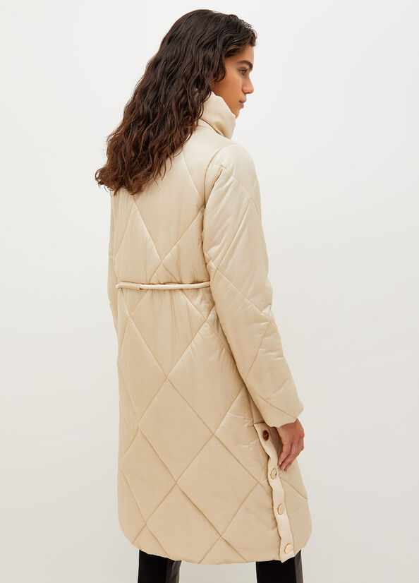 White Women's Liu Jo Long Quilted Coats | YIQ-795402