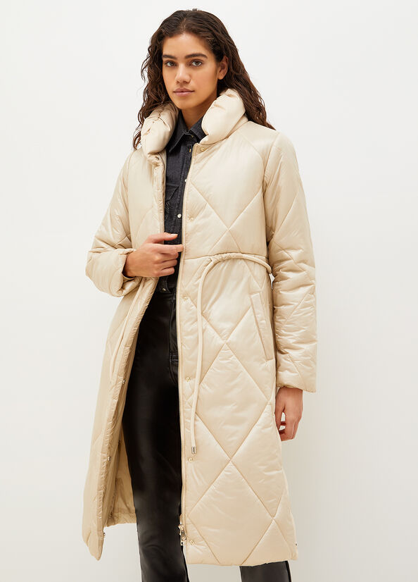 White Women\'s Liu Jo Long Quilted Coats | YIQ-795402