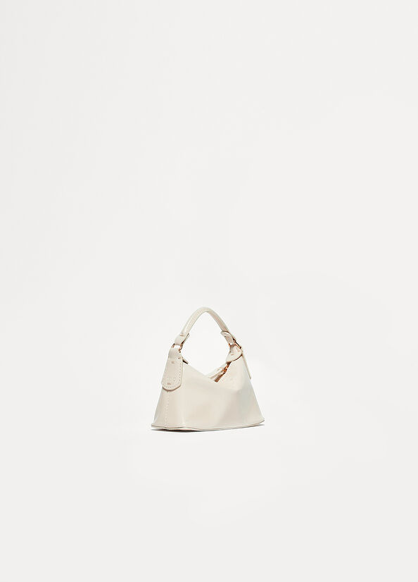 White Women's Liu Jo Patent Leather Micro Hobo Crossbody Bags | QUW-956021