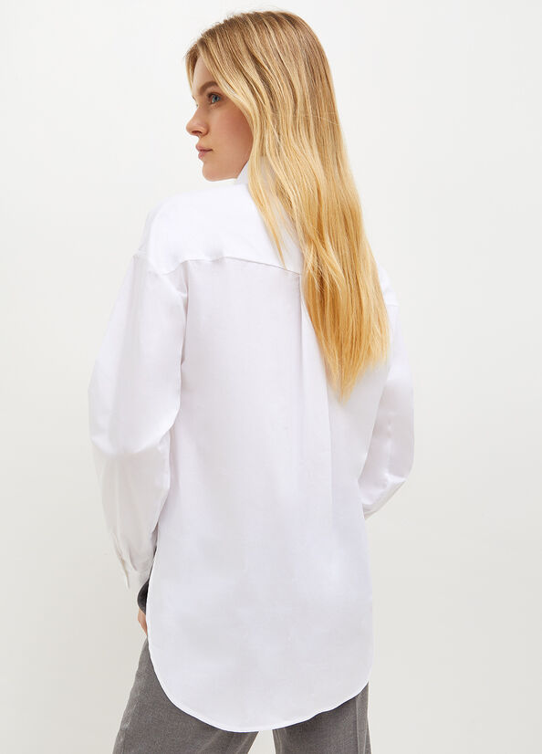 White Women's Liu Jo Poplin Shirts | KJO-374062