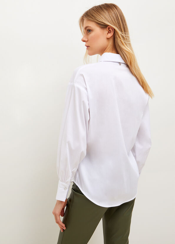 White Women's Liu Jo Poplin Shirts | MUP-258106