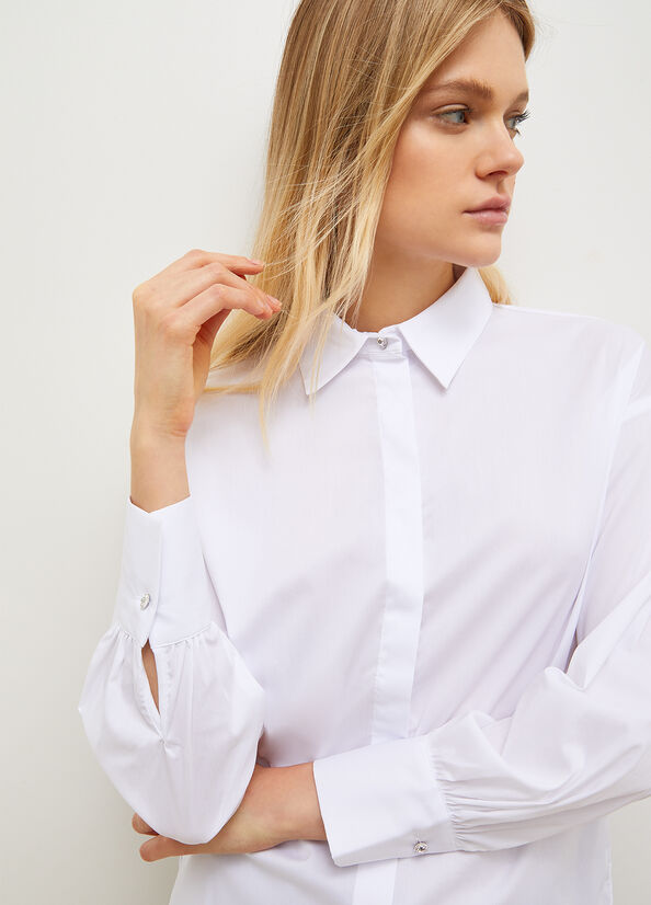 White Women's Liu Jo Poplin Shirts | MUP-258106