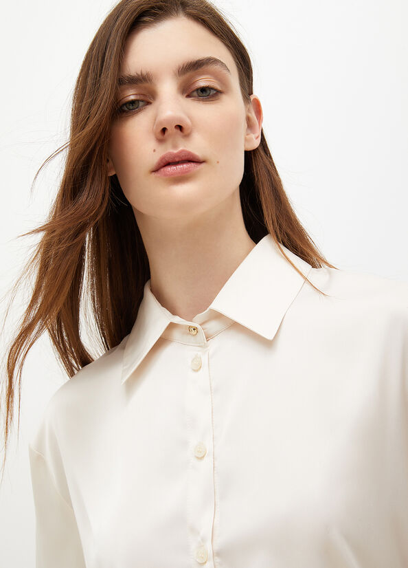 White Women's Liu Jo Satin Shirts | ISH-024839