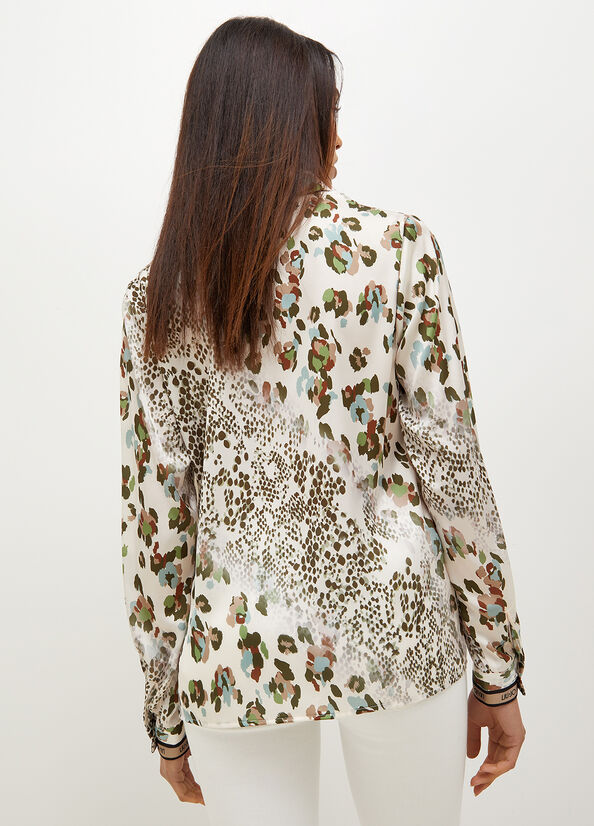 White Women's Liu Jo Satin With Print Shirts | KVX-857241