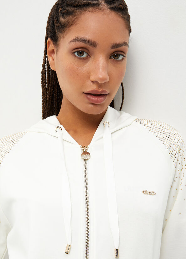 White Women's Liu Jo Studded Sweatshirts | SBM-385601