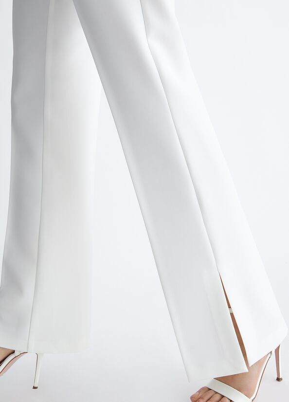 White Women's Liu Jo Stylish White With Slits Pants | FLN-508147