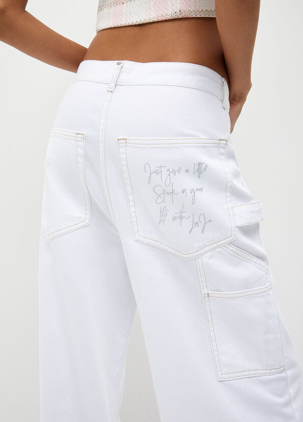 White Women's Liu Jo White Flared Denim Straight-Fit Jeans | JWY-739260