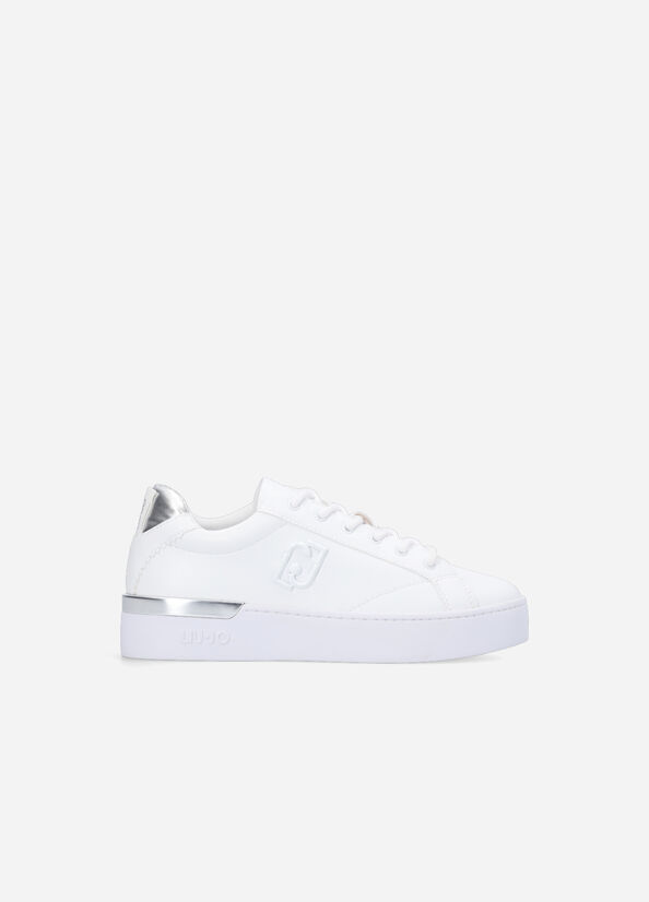 White Women\'s Liu Jo White With Logo Sneakers | ODX-601928