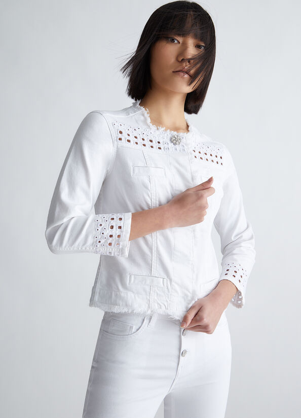 White Women\'s Liu Jo With Embroidery Jackets | VMB-269743