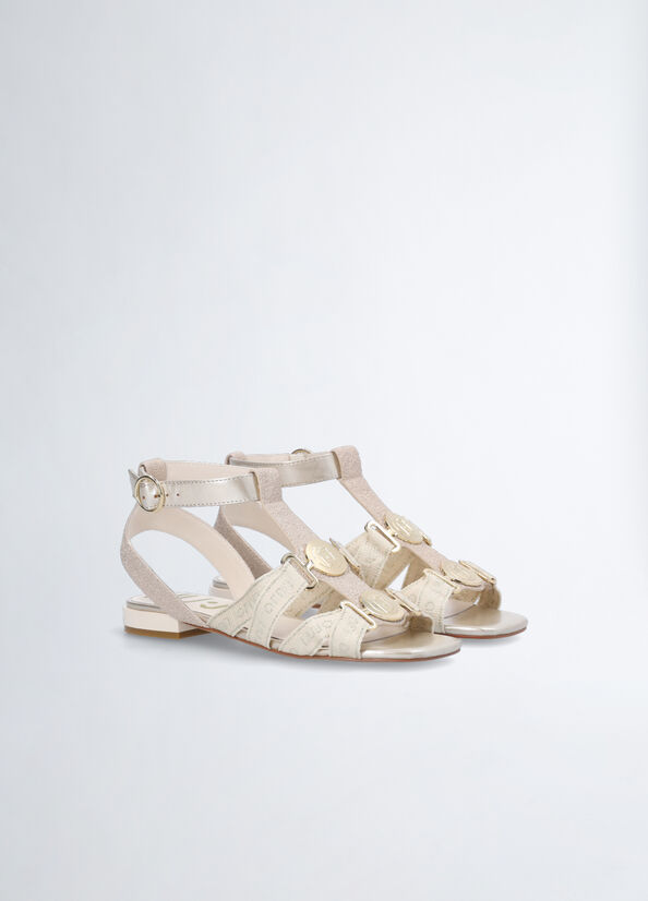 White Women's Liu Jo With Glitter Sandals | KAH-413680