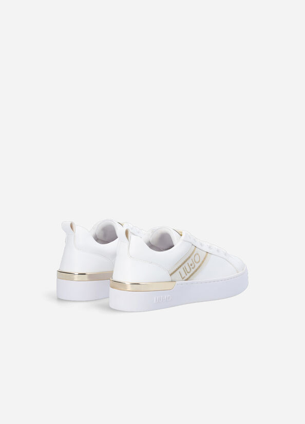 White Women's Liu Jo With Jacquard Logo Sneakers | FKE-349152