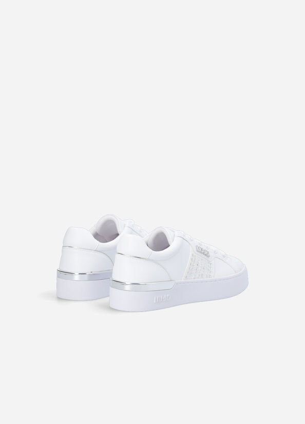 White Women's Liu Jo With Jewel Appliqués Sneakers | RMW-672413