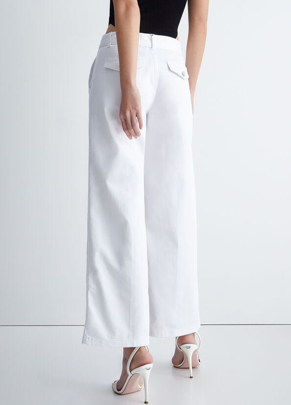 White Women's Liu Jo With Jewel Buckle Pants | ZXF-157380