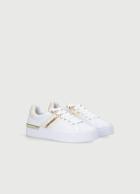 White Women's Liu Jo With Monogram Detail Sneakers | DWE-940172