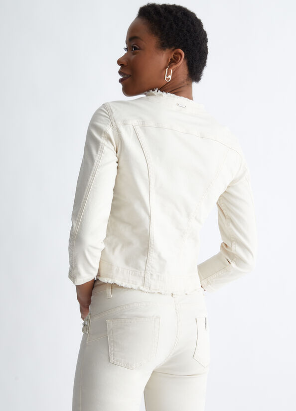 White Women's Liu Jo With Pearls Jackets | JYE-145879