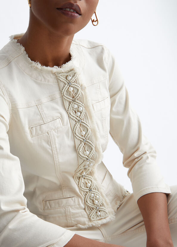 White Women's Liu Jo With Pearls Jackets | JYE-145879