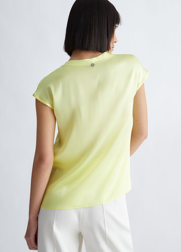 Yellow Women's Liu Jo Silk Blend Blouse Shirts | WNC-289635