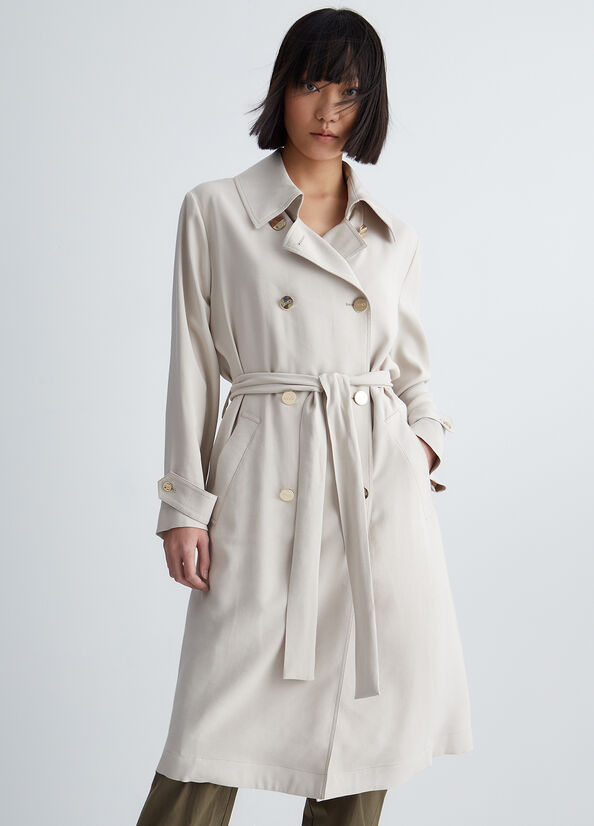 Beige Women's Liu Jo Double-Breasted Trench Coats | UJA-519268