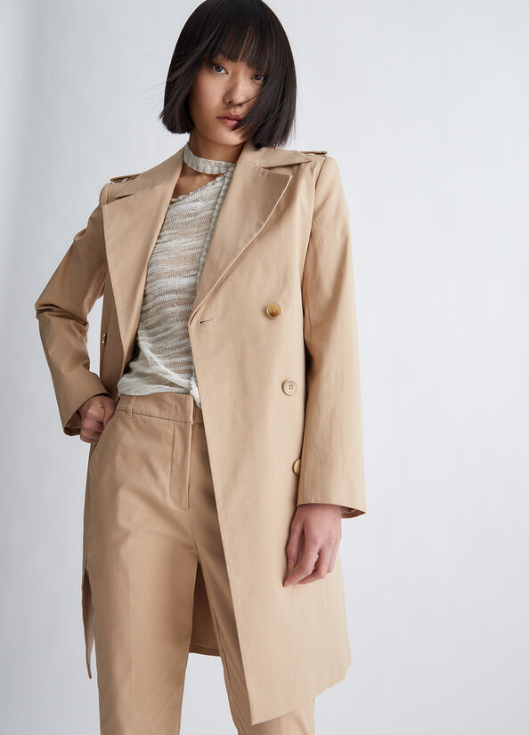 Beige Women's Liu Jo Eco-Friendly Trench Coats | FNR-682054