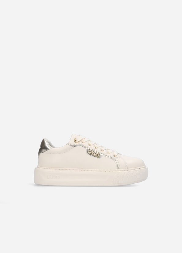 Beige Women's Liu Jo Leather Sneakers | IJD-852490